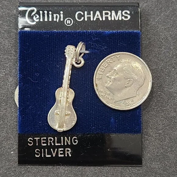 NWT Vintage Cellini Sterling Silver Guitar Charm - Picture 4 of 4